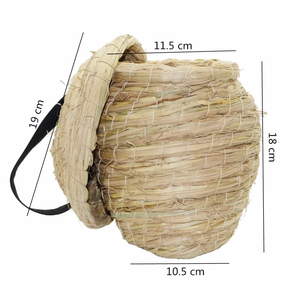 Nido de colibrí tejido a mano, casa colgante de colibrí en paja para jardín, casa tejida, casa de paja para pájaros, 1 ud. - imagen 4