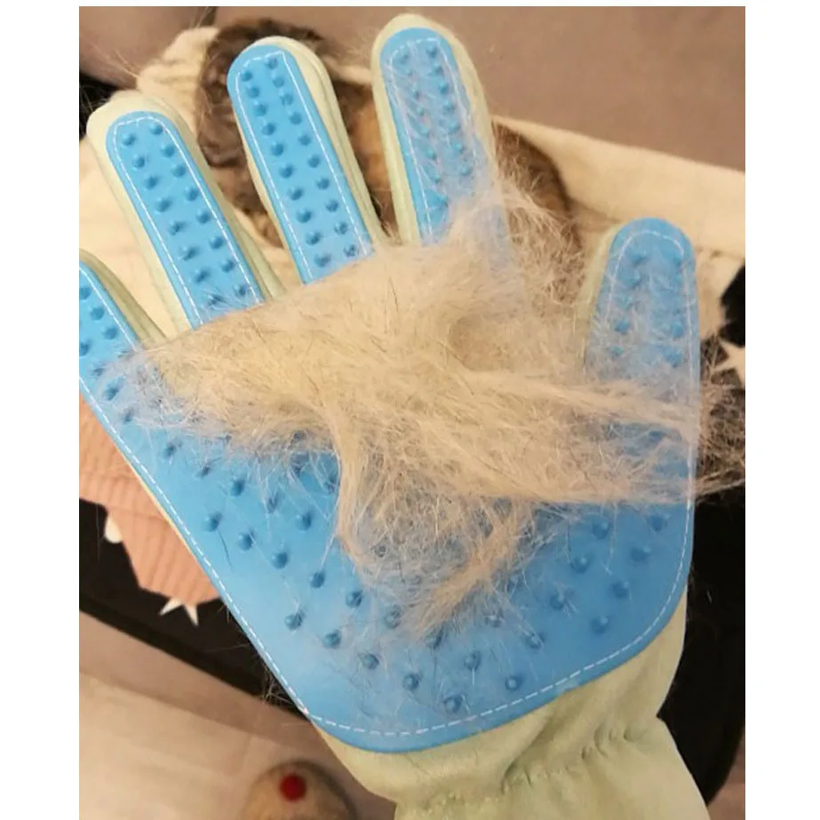 Cute Suede Silicone Cat Dog Pet Deshedding Brush Glove for Animal Wool Combing Cats Pet Hair Glove pet Grooming glove GL0001 - imagen 4