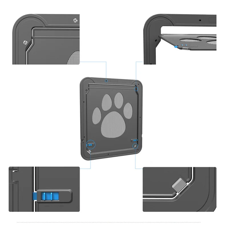 Puerta de plástico bloqueable de 4 vías para perros grandes y gatos, para ventana de pantalla, puertas con solapa de seguridad, túnel para mascotas, valla para perros, puerta de acceso gratis para el hogar - imagen 4