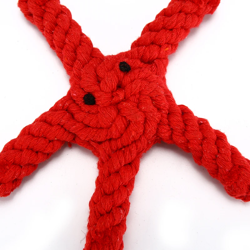 Juguetes para perros y mascotas, cuerdas trenzadas de algodón para morder, juguetes para lanzar y limpiar los dientes de las mascotas, juguetes molares con forma de estrella de mar, TY0046 - imagen 4