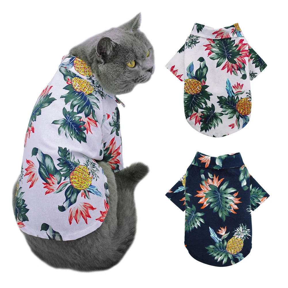 Ropa de verano para perros y gatos, camisa hawaiana informal para la playa, camisas para mascotas, ropa para cachorros, perros pequeños y medianos, S-XL