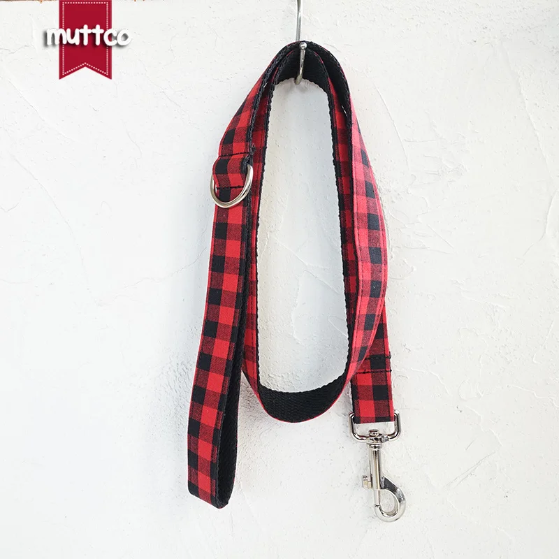 MUTTCO retailing grid handmade dog collar THE RED BLACK PLAID durable pet necklace collar for your house pet 5 sizes UDC074 - imagen 2