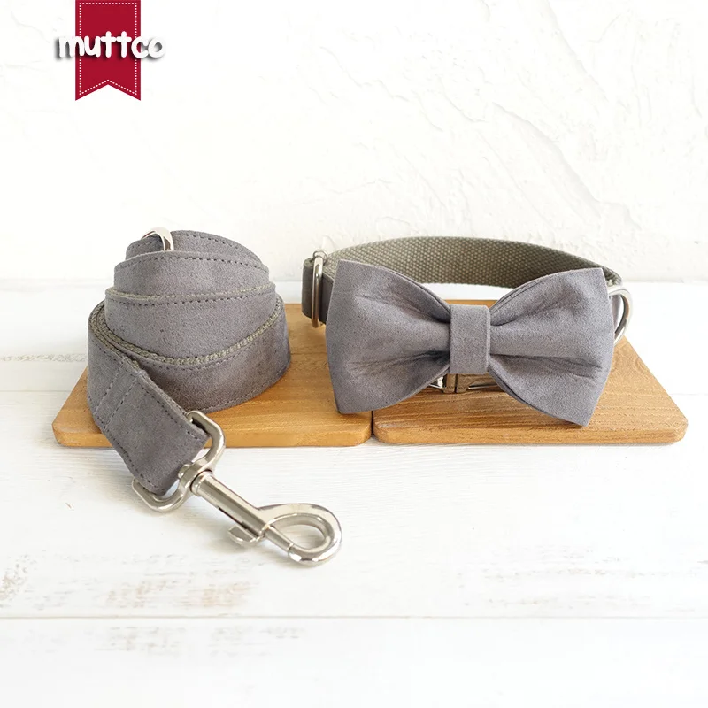 MUTTCO Collar para perro grabado al por menor collar hecho a mano THE DEEP GRIS poliéster satinado y nylon Collar y correa para perro gris 5 tamaños UDC025 - imagen 5