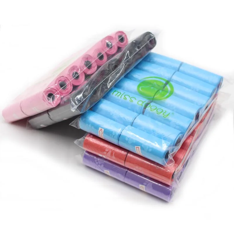 14 rollos = 210 unids degradable mascota perro Poop bolsa pata limpiar recargas rollo mierda recoger Bolsas contra insectos perfumado eliminación - imagen 2