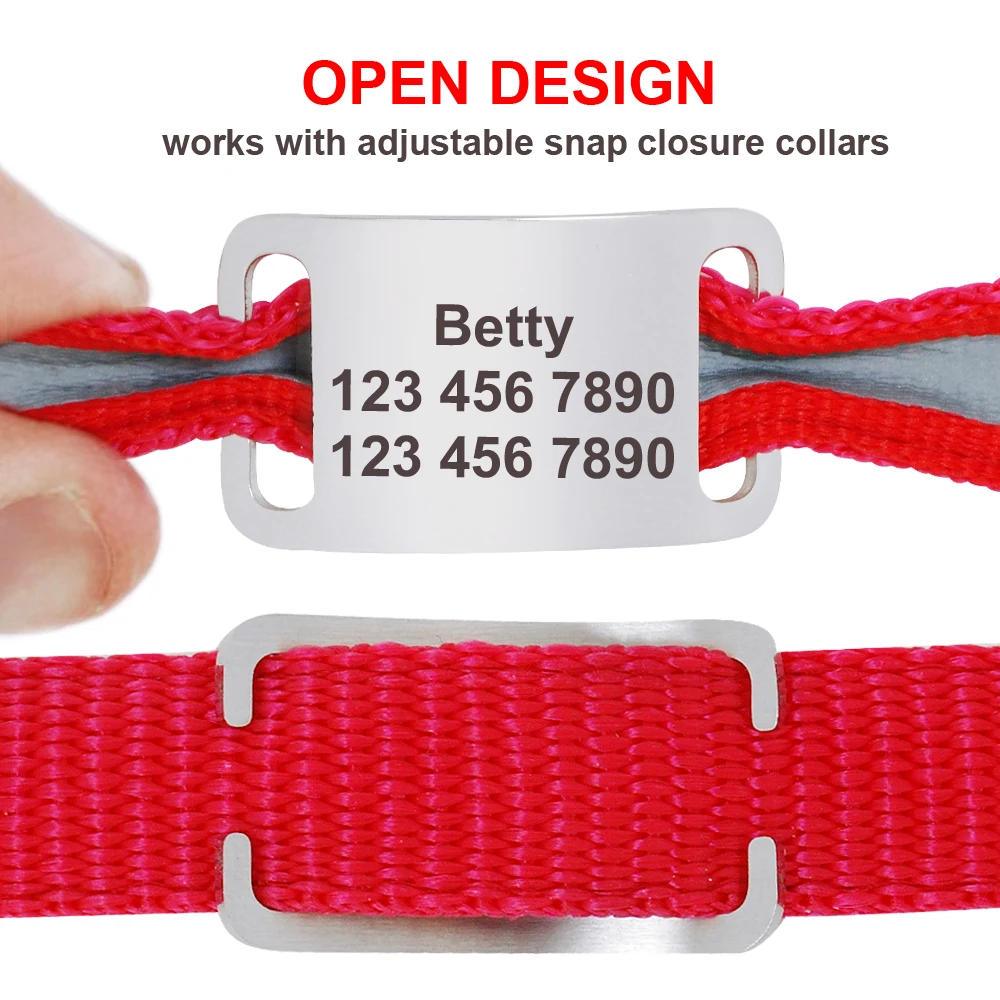 Placa de identificación personalizada de acero inoxidable para Collar de perro, placa de nombre deslizante, colgante, accesorios para perros Pug - imagen 4