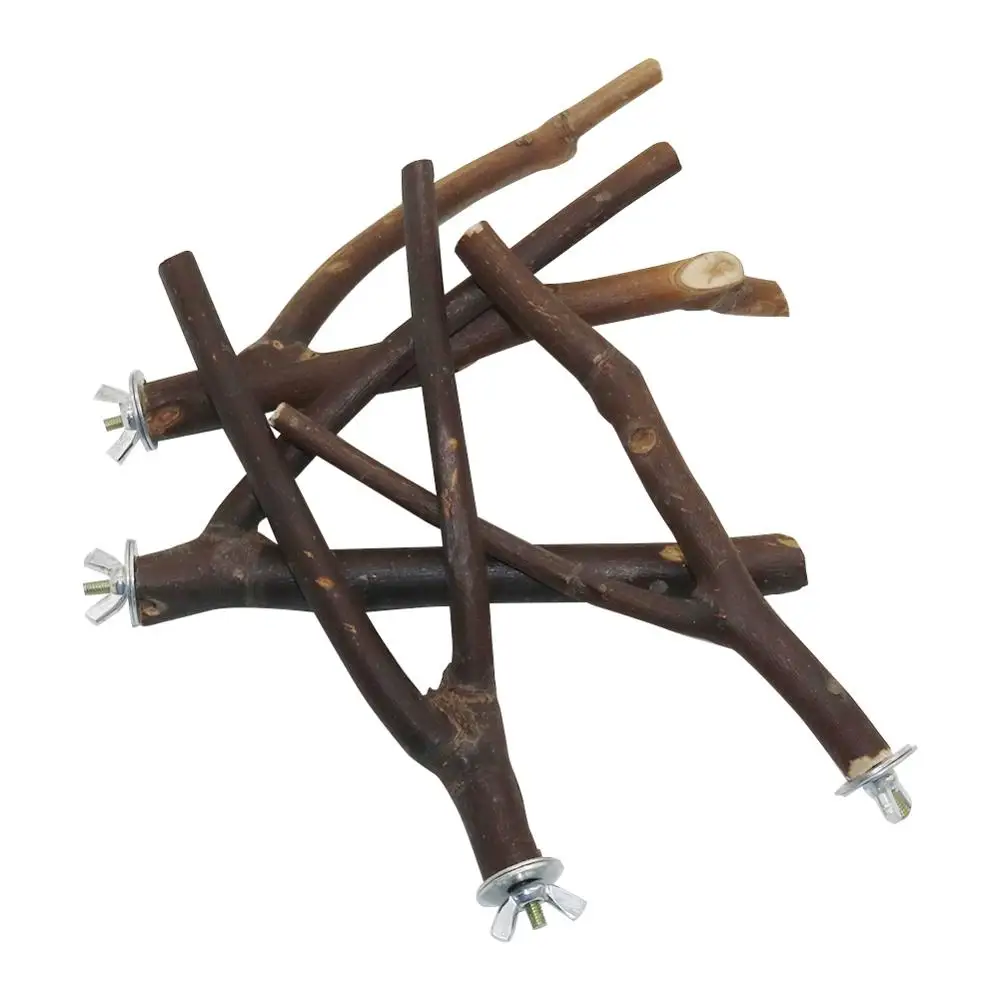 Tenedor de madera Natural para loros y mascotas, tenedor de madera cruda, soporte para ramas de árbol, ardilla, pájaro, hámster, perchas, juguetes para morder, palo, 2 uds. - imagen 5
