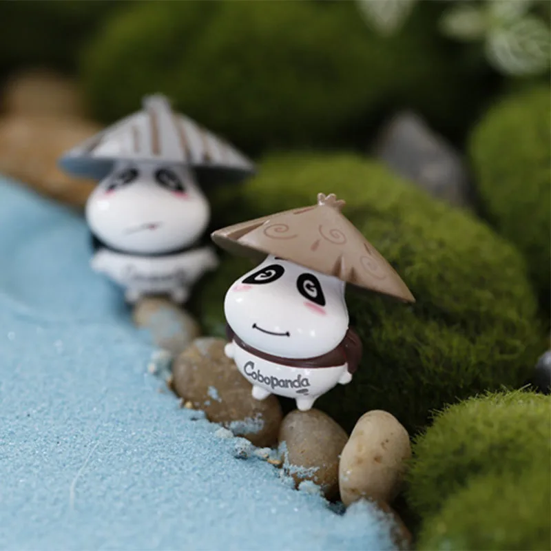 Figuras de asesino de Panda Artificial, miniaturas, adorno artesanal, Gnomo de jardín de hadas, decoración del hogar, paisaje microscópico, 4 Uds. - imagen 5