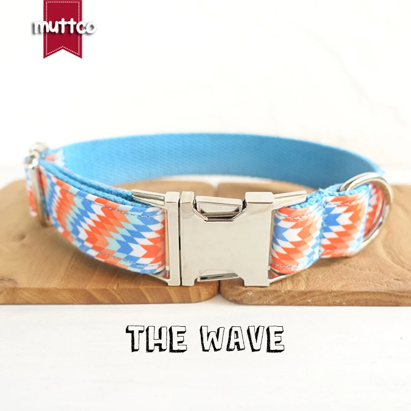 MUTTCO vende al por menor, collar personalizado de alta calidad con diseño propio, collares para perros ajustables THE WAVE, correa con pajarita, 5 tamaños UDC064