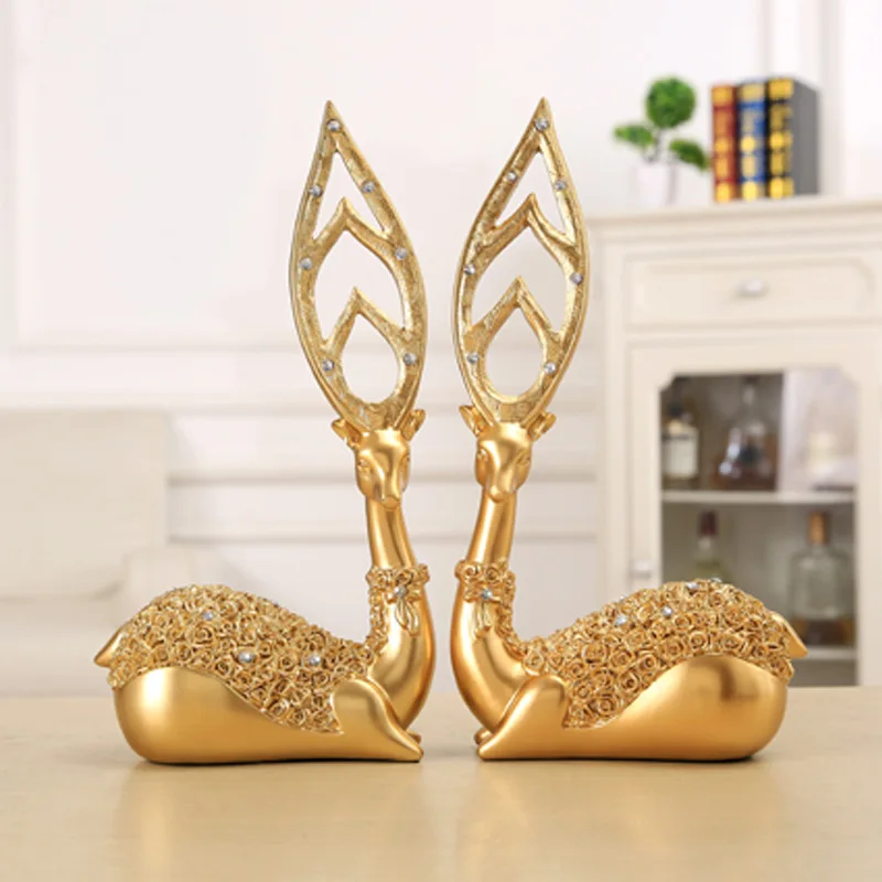 Figuras de decoración de boda de renos para amantes nuevos, adorno de resina en miniatura, accesorios de decoración Vintage para el hogar, regalos del Día de San Valentín - imagen 3