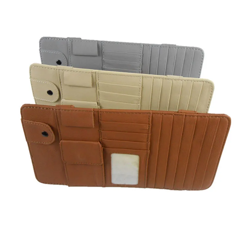 prativerdi Car Leather Multifunction CD Box Car Sun Visor CD Case for DVD Travel Organizer Business Card Holder CD Storage Bag6