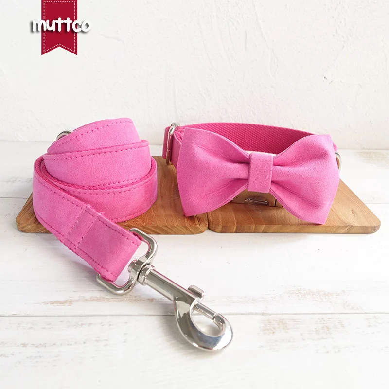 MUTTCO vende al por menor, accesorio antipérdida para perros, collar personalizado con etiqueta de identificación para perros, conjunto de correa para perros grabada en rosa, 5 tamaños UDC076 - imagen 5