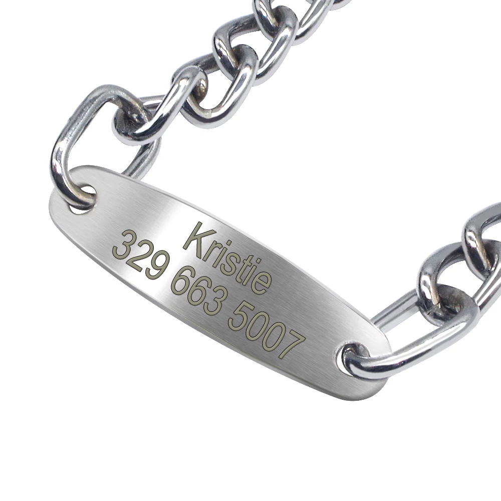 Collar antideslizante de cadena para perros de compañía personalizado, collares de identificación grabados para entrenamiento de mascotas, Gargantilla para perros medianos y grandes, Pitbull Bulldog - imagen 3