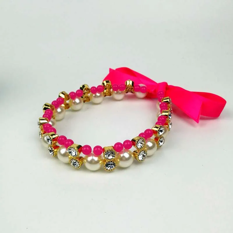 Collar de perlas delicadas para perro, Cinta ajustable suave de alta calidad para perros pequeños, Collar de diamantes de imitación de princesa 10E - imagen 3