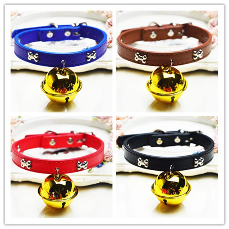 Collar ajustable de alta calidad para mascotas con campanas, Material PU para cachorros, gatos, perros, collares bonitos, accesorios para perros, suministros para mascotas - imagen 4