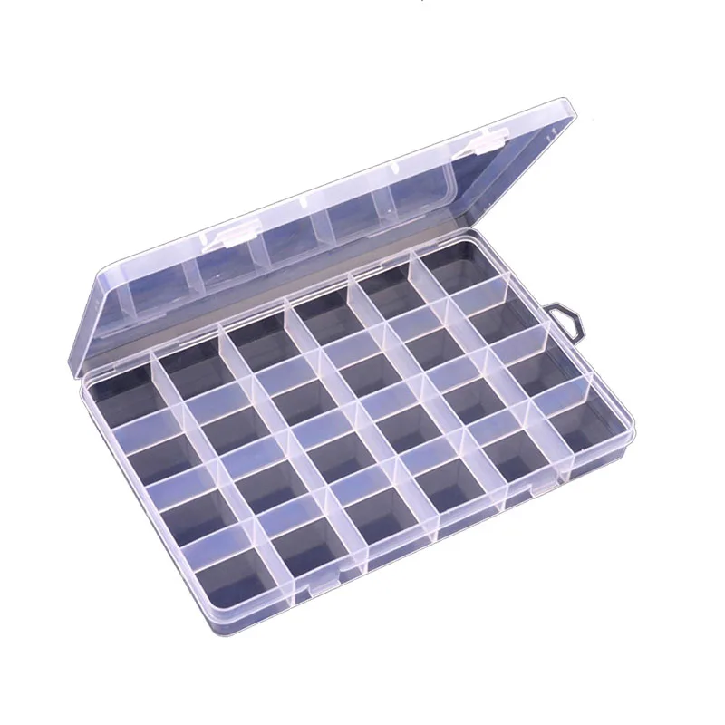 Otmagelu Clear Plastic 24 Slots Beautiful Jewelry Nail Art Rhinestone Empty Storage Box Case Craft Travel Organizer Bead Holder - imagen 3