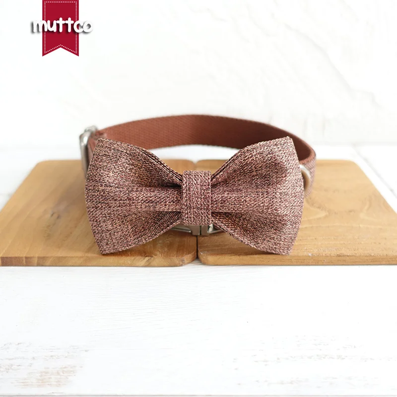 MUTTCO vende al por menor, collar de perro de alta calidad hecho a mano a la moda de diseño propio como caballero, collar de perro THE BROWN SUIT, 5 tamaños UDC039 - imagen 4
