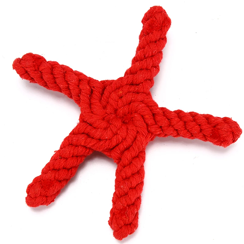 Juguetes para perros y mascotas, cuerdas trenzadas de algodón para morder, juguetes para lanzar y limpiar los dientes de las mascotas, juguetes molares con forma de estrella de mar, TY0046 - imagen 3