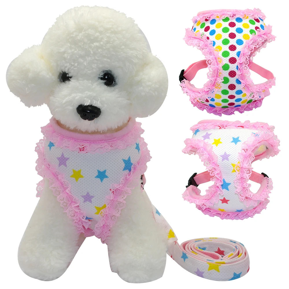 Conjunto de collar y correa de encaje para mascotas, chaleco con arnés para cachorros y perros, de alta calidad, accesorios para chihuahua, ZL145-3 - imagen 3