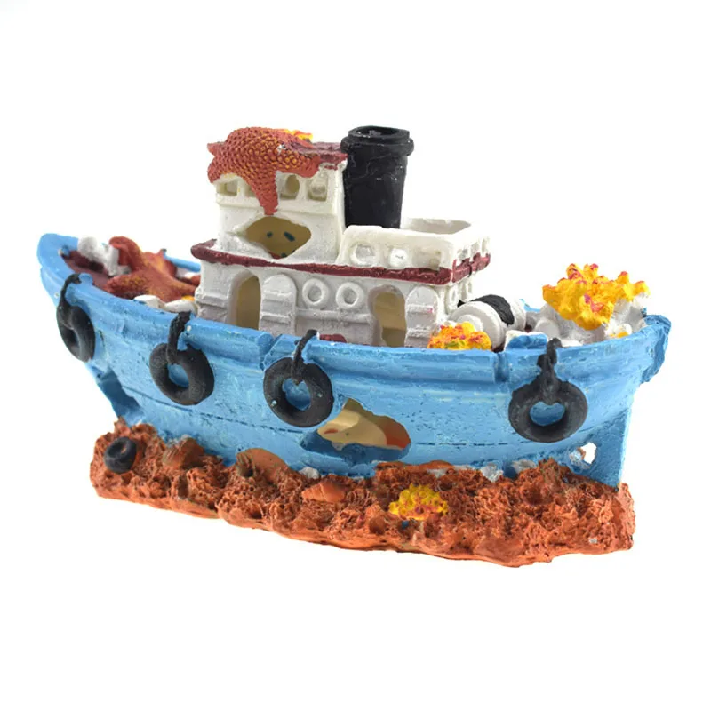 Adornos de resina para acuario, decoración de pecera, barco del Tesoro pirata, accesorios de adorno, estatua para peces, ocultar paisaje de rocalla - imagen 4