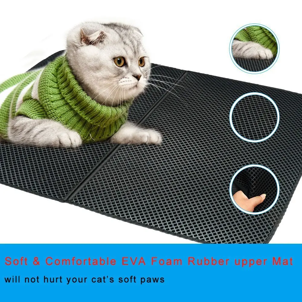 Estera de arena para gatos de doble capa, EVA, con fondo impermeable, antideslizante, para gatos - imagen 3
