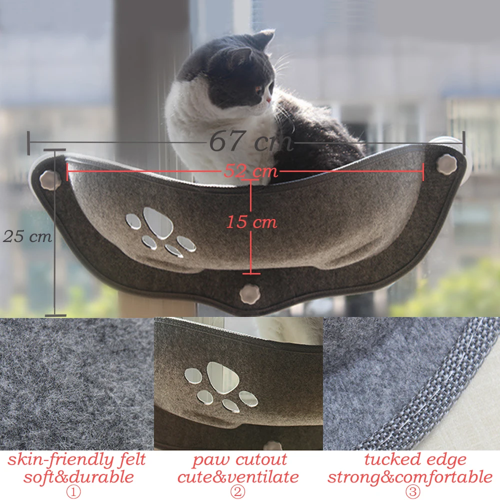 Hamaca de succión para mascotas, cama de fieltro para ventana, estante de descanso para gatos, casa, tumbona, Hurón, cama para mascotas, cálido, suave y cómodo, BD0150 - imagen 4