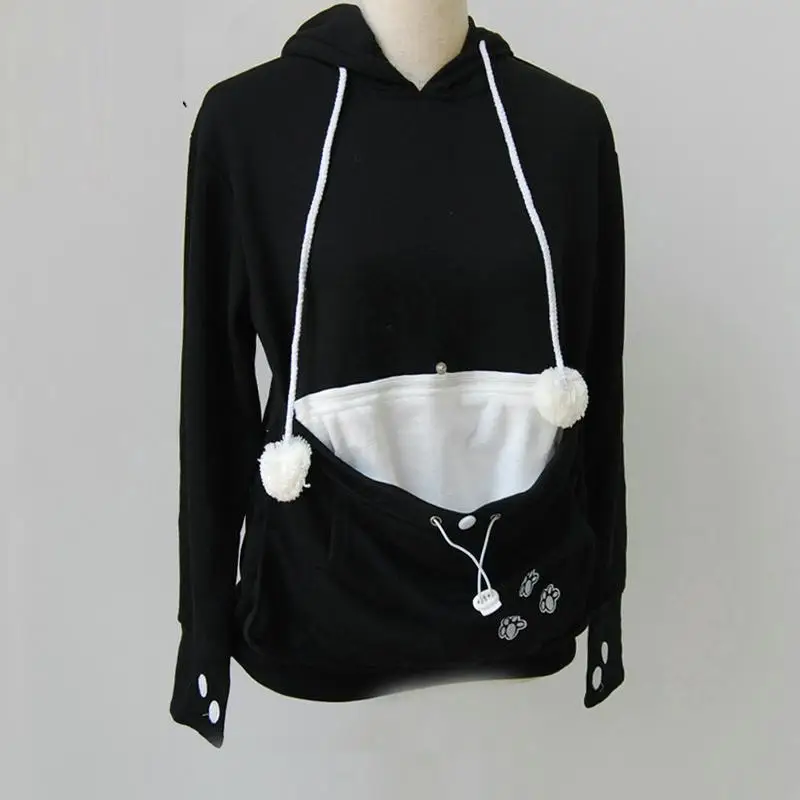 Sudadera con capucha de canguro grande para transportar mascotas, sudadera de manga larga con soporte para perros y gatos, Unisex, para amantes de las mascotas pequeñas, envío directo - imagen 3