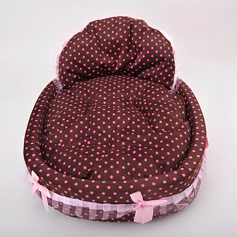 Nuevo lindo punto mascota gato perro cama de princesa perros rojos almohadilla cachorro tamaño pequeño Chihuahua dulce perrera para mascotas encaje volante encantador cama suave - imagen 3