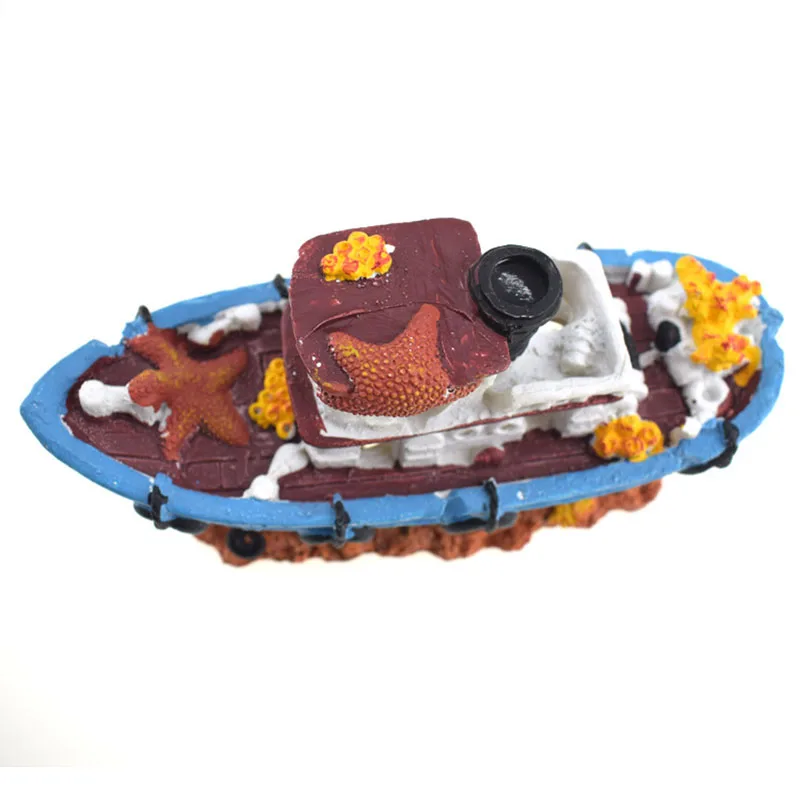 Adornos de resina para acuario, decoración de pecera, barco del Tesoro pirata, accesorios de adorno, estatua para peces, ocultar paisaje de rocalla - imagen 3
