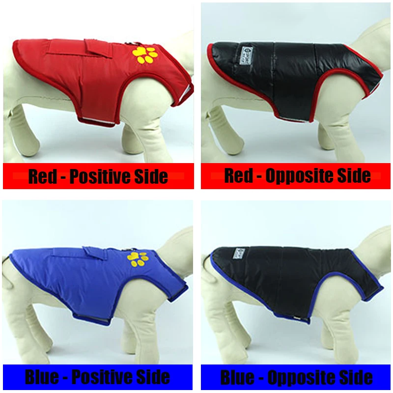 Abrigo de algodón cálido para perros, chaquetas impermeables de doble cara para mascotas, ropa de invierno para Yorkies, Chihuahua, perros pequeños y grandes, 7 tamaños - imagen 2