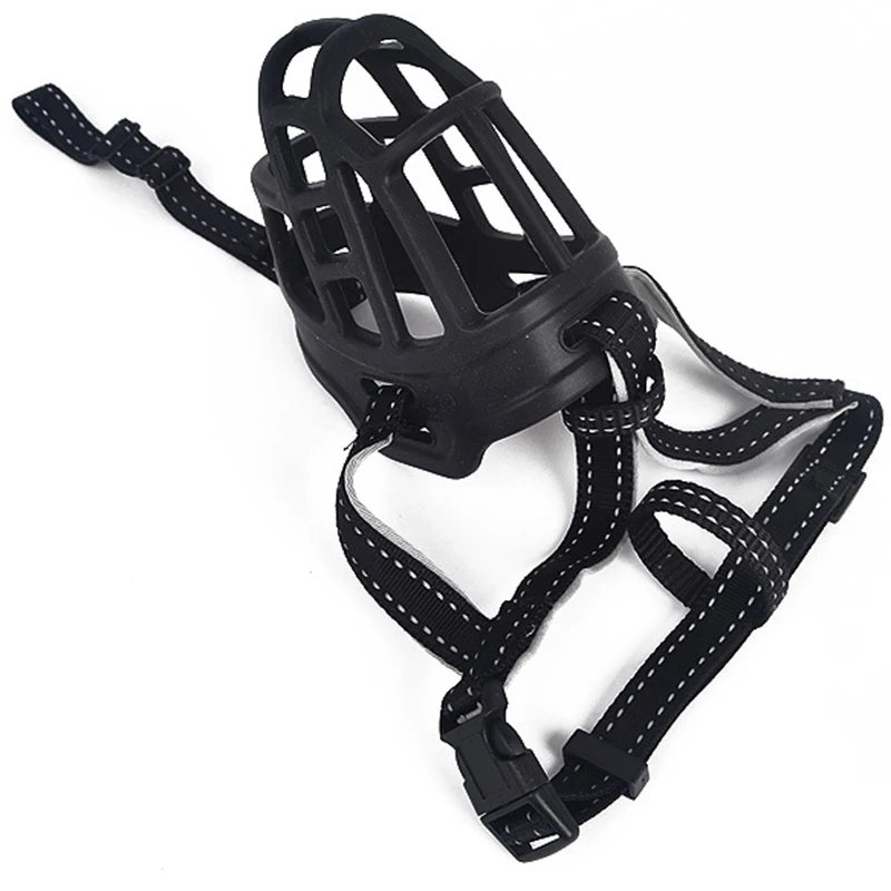 Cubierta bucal de silicona suave y fuerte para perros grandes, bozal para evitar morder y ladrar, máscara segura ajustable para perros, collares ventilados - imagen 4