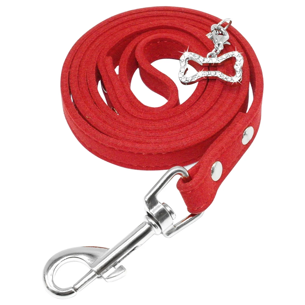 Correa para perros pequeños, correas para perros de cuero de ante suave para Chihuahua Yorkishire Pug, correa para caminar para perros pequeños y gatos, color rosa - imagen 5