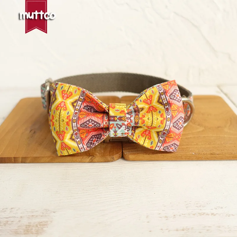 MUTTCO vende al por menor collar de perro agradable de diseño propio THE GRIS BOHEMIAN collares y correas de perro de estilo folk único 5 tamaños UDC051 - imagen 4