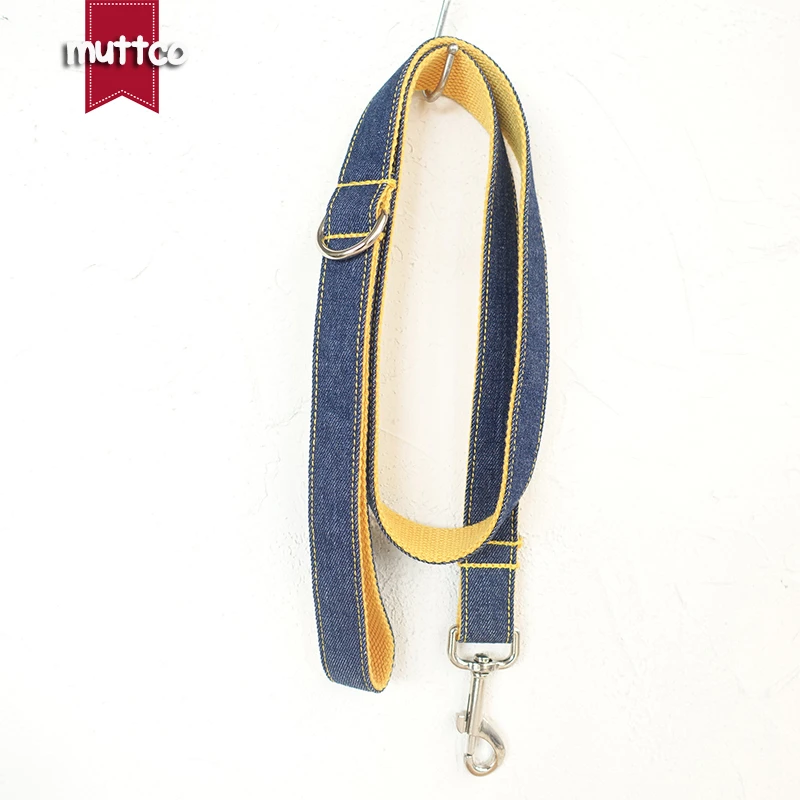 MUTTCO vende al por menor collar de perro de diseño propio THE YELLOW JEAN collar hecho a mano mazarine y amarillo 5 tamaños collar de perro UDC037 - imagen 3