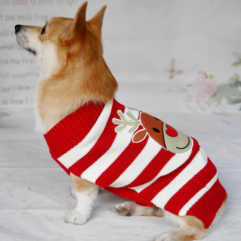 Ropa navideña para perros pequeños y grandes, suéter para perros grandes y cachorros de Navidad para Bulldog Francés, ropa para mascotas, jersey - imagen 5
