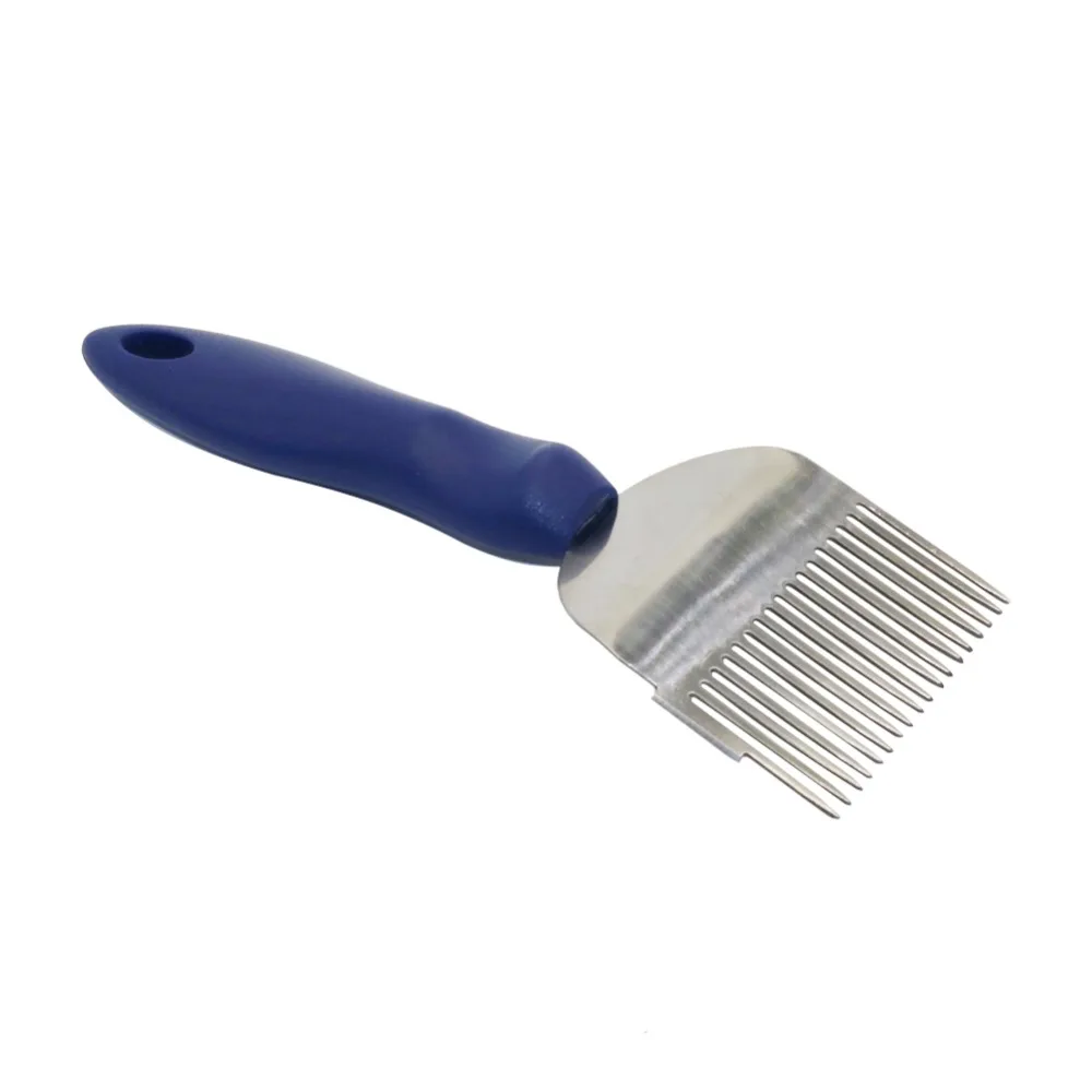 Tenedores para destapar abejas, herramientas de acero inoxidable con mango azul, 18 agujas rectas, rastrillo para miel, 1 unidad - imagen 4