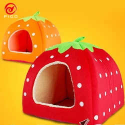 Cama cueva 2 en 1 acolchada para gatos y perros – Color fresa