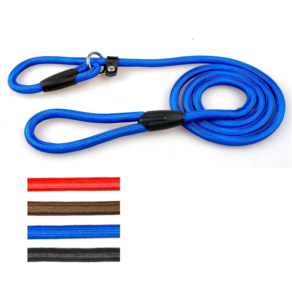Correa de nailon ajustable para perro, Collar P de entrenamiento, correa de plomo para perros pequeños, medianos y grandes, 120cm, rojo, azul, negro, marrón