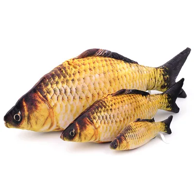 Juguete de simulación para gato, pez de peluche de menta, juguete divertido para morder molar para mascotas, hierba, carpa, muñeca, almohada, nuevo - imagen 3