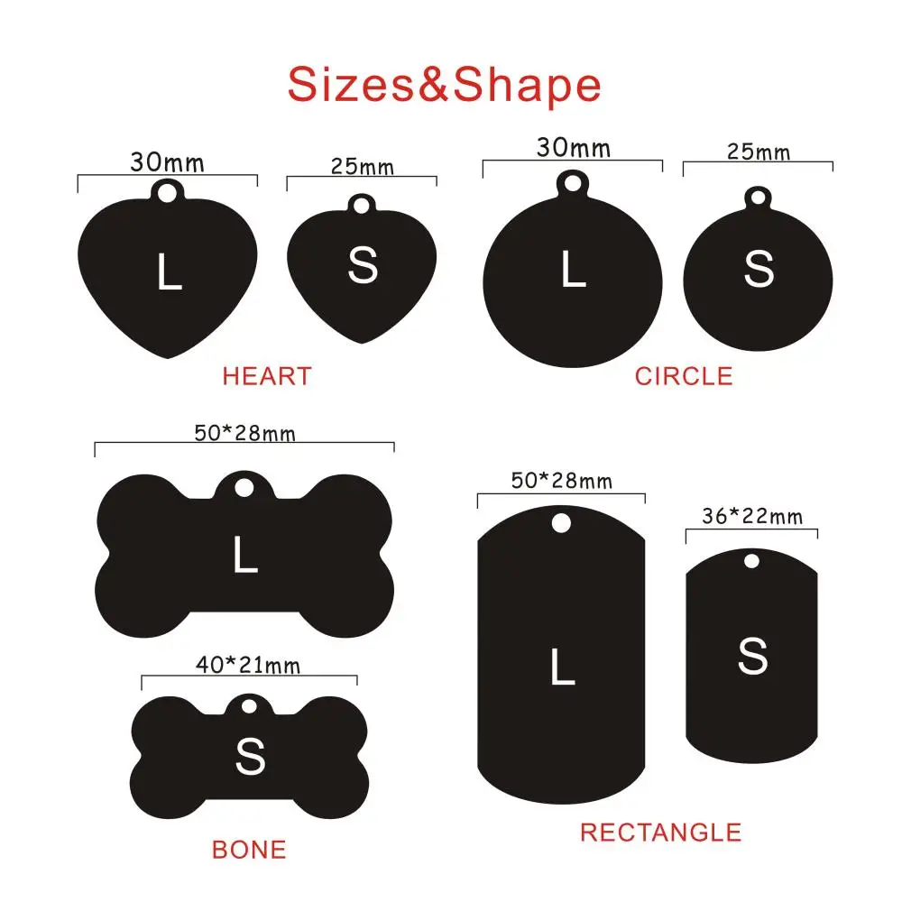 Free Engraving Small Pet ID Tag Stainless Steel Dog Cat Name Tags Collar Accessories Customized (5)