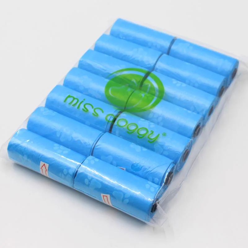 14 rollos = 210 unids degradable mascota perro Poop bolsa pata limpiar recargas rollo mierda recoger Bolsas contra insectos perfumado eliminación - imagen 4