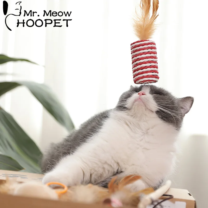Hoopet-varita de juguete para gatos, juguete interactivo con bola de plumas, ratón, para entrenamiento de mascotas - imagen 3