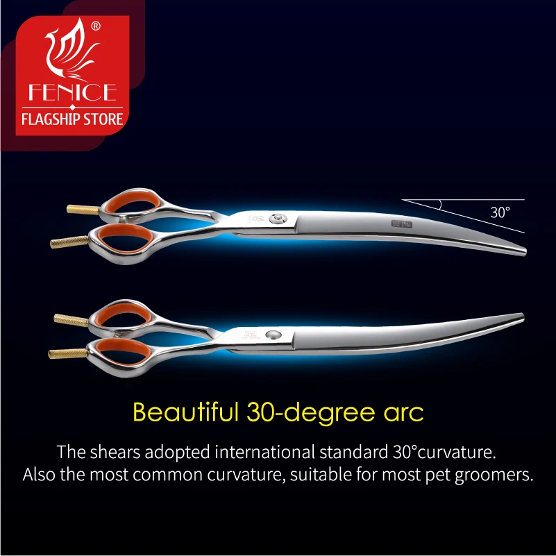Fenice-Juego de tijeras profesionales JP 440C para mascotas, kit de tijeras rectas, curvadas y más delgadas, 7/7 pulgadas - imagen 4