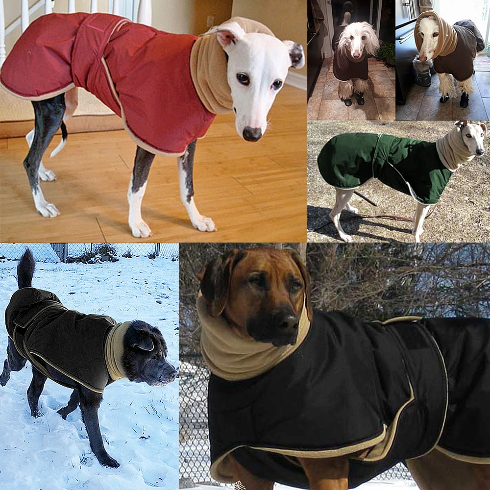 Ropa cálida de invierno para mascotas, chaqueta impermeable para perros medianos y grandes, abrigo grueso para perros, Galgo, Wolfhound, pastor - imagen 5