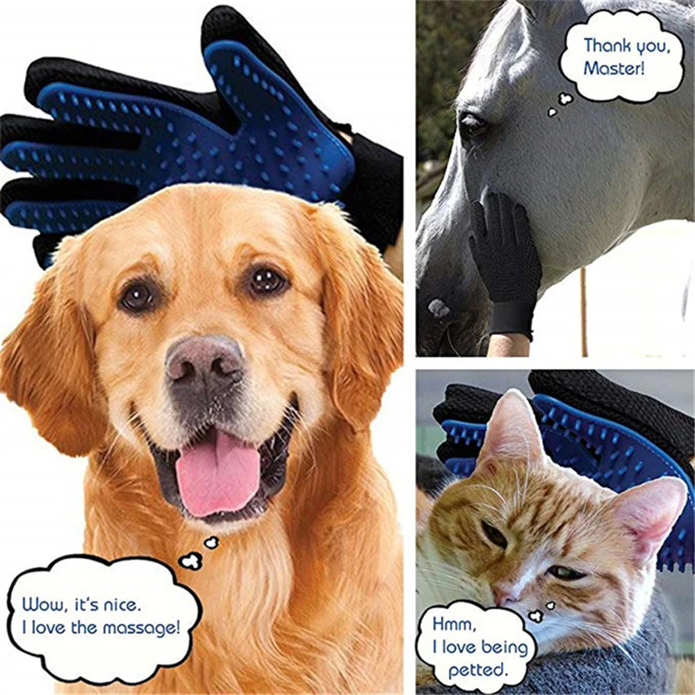 Guante de aseo para mascotas, cepillo de silicona para gatos, guantes de pelo Deshedding para perros, suministros de limpieza de baño, peines de animales por - imagen 2