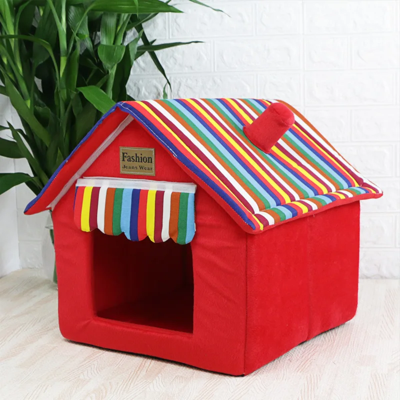 Tienda y nido para casa extraíbles y lavables para mascotas, perrera para perros, estera plegable para gatos, para todas las estaciones, cálida, de verano - imagen 3