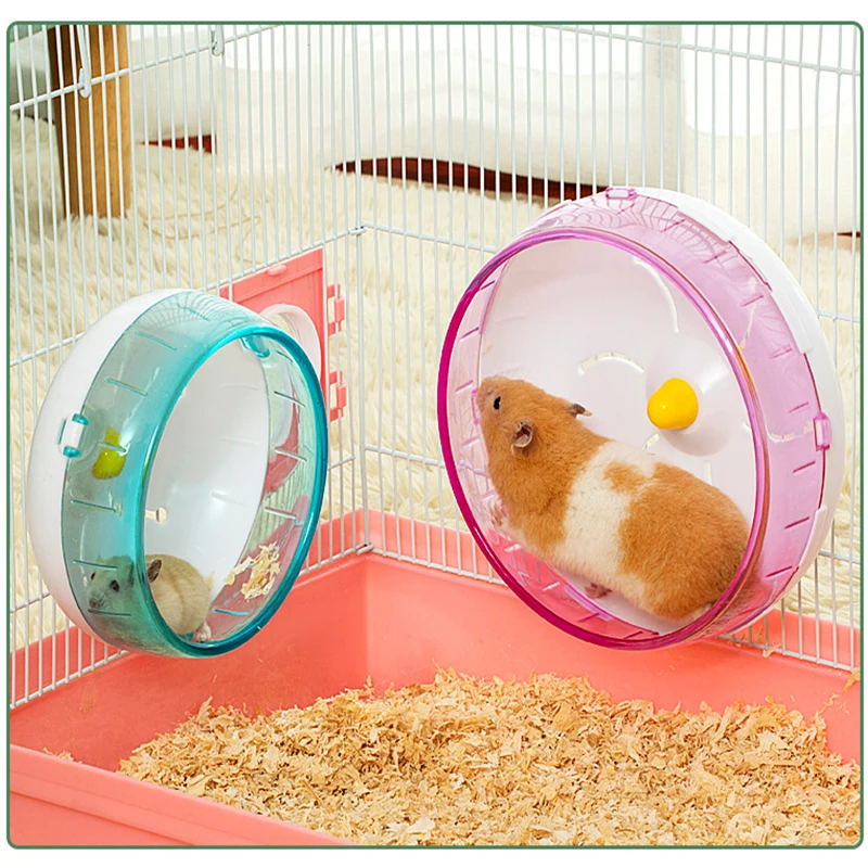 Rueda giratoria silenciosa para hámster, rueda de ejercicio de plástico para Golden Retriever Bear Hedgehog, accesorio para jaula de Fitness para mascotas pequeñas - imagen 3