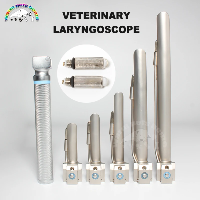 laringoscopio anestesia acero inoxidable animales lámpara LED perro gato laringoscopio 5 cuchillas equipo veterinario