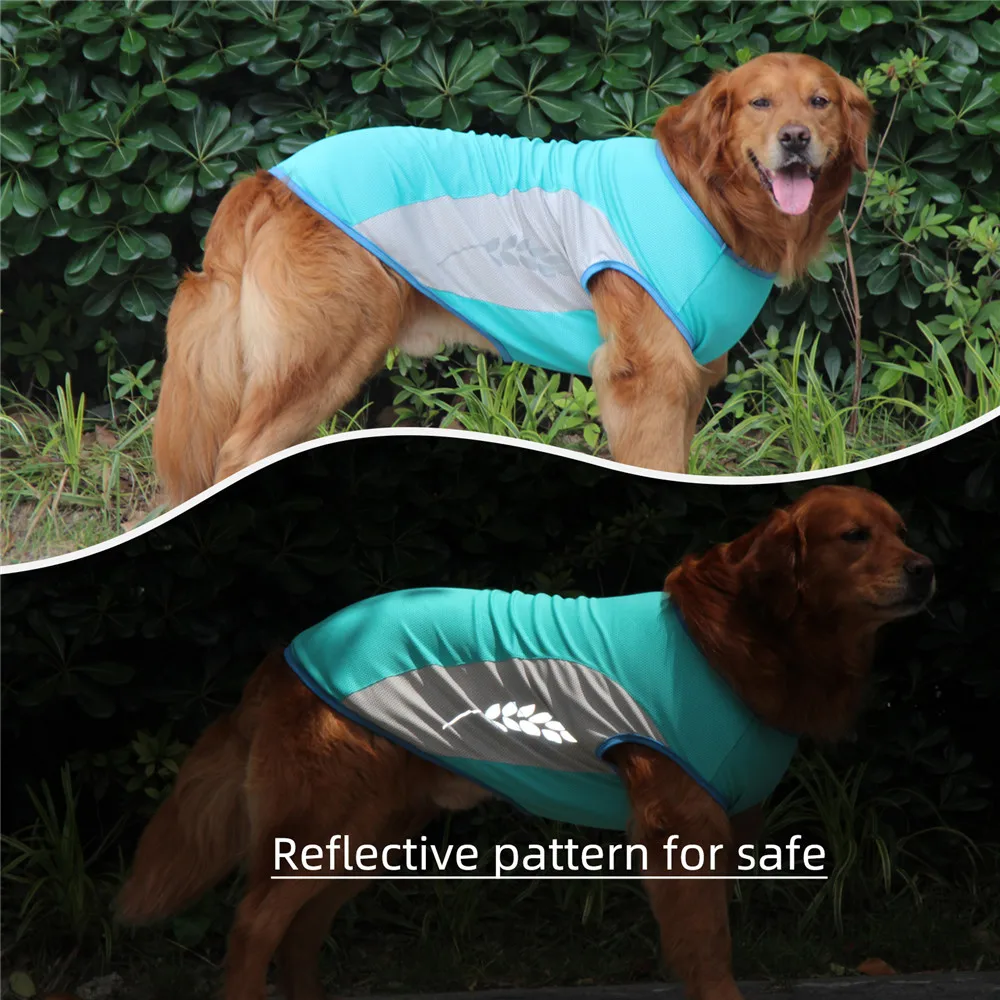 Chaleco refrescante de verano para mascotas, camisa refrescante para perros grandes, camiseta ligera reflectante de secado rápido para perros, camiseta sin mangas de malla transpirable - imagen 4