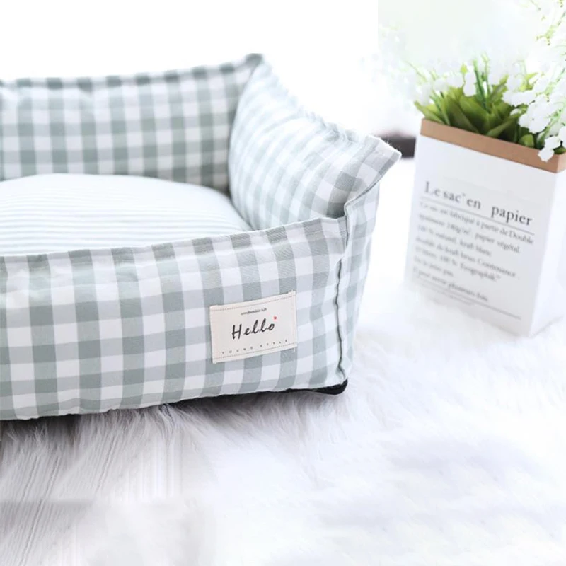 Cama suave y cálida para perros, cama para gatos, cama extraíble y lavable, nido de lino de algodón, pequeños, medianos, grandes, colchoneta cómoda para dormir, suministros para mascotas - imagen 4