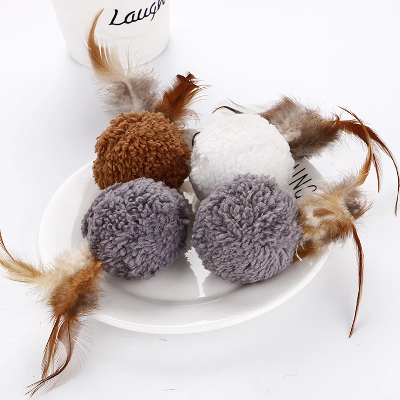 Bola peluche hierba gatera juguete plumas sonido masticar accesorios gatos